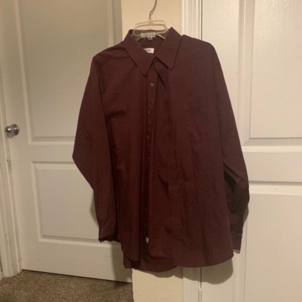 Mens Pierre Cardin Burgundy Dress Shirt